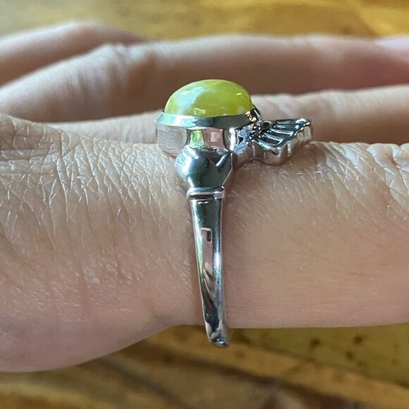 Natural Connemara Marble Sterling Silver Claddagh Ring Size 9 - Picture 3 of 9